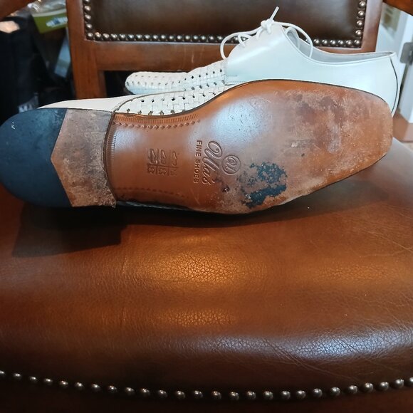 Panama styled casual mens white leather shoes. - Picture 5 of 6